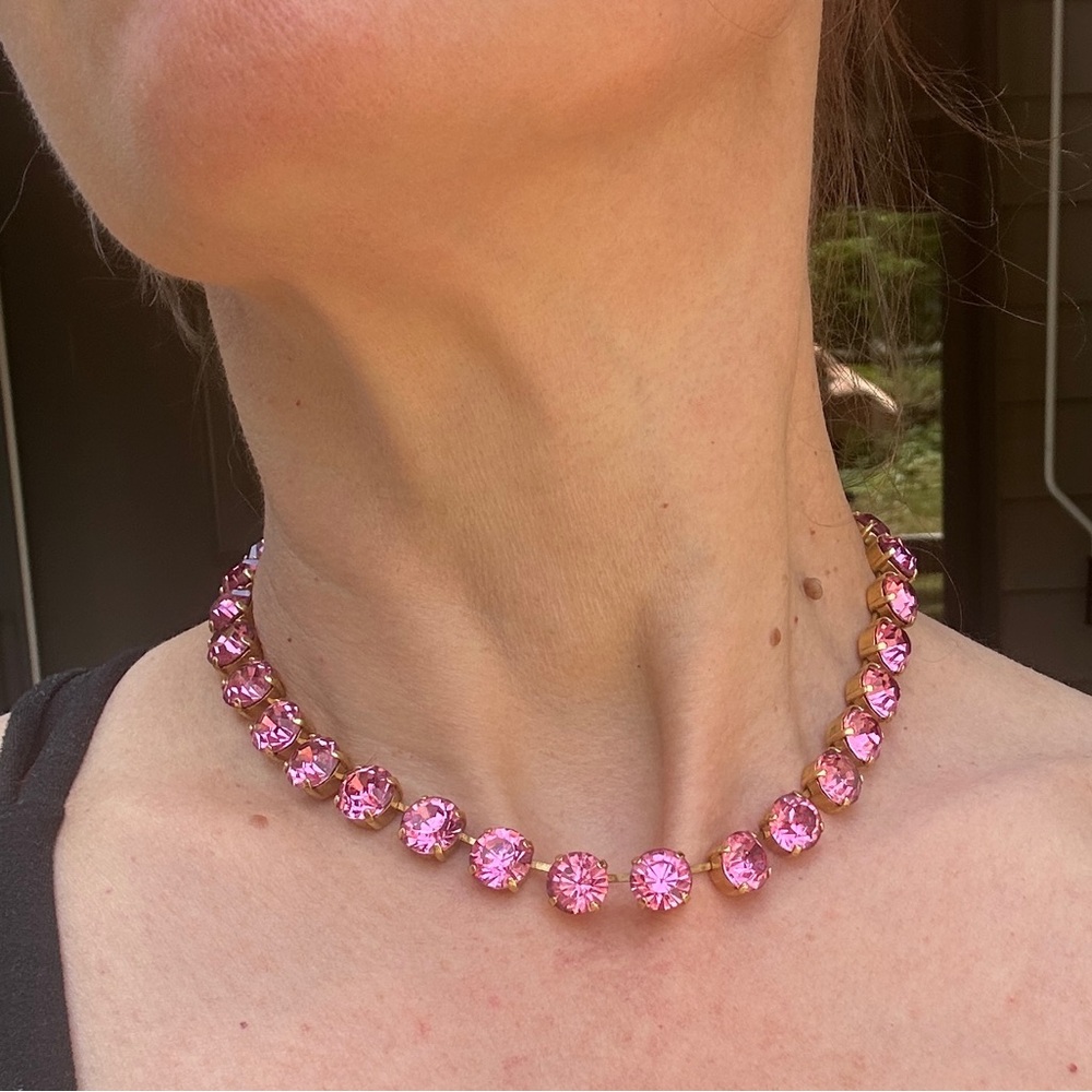 Swarovski Tennis Necklace with Pink Crystals